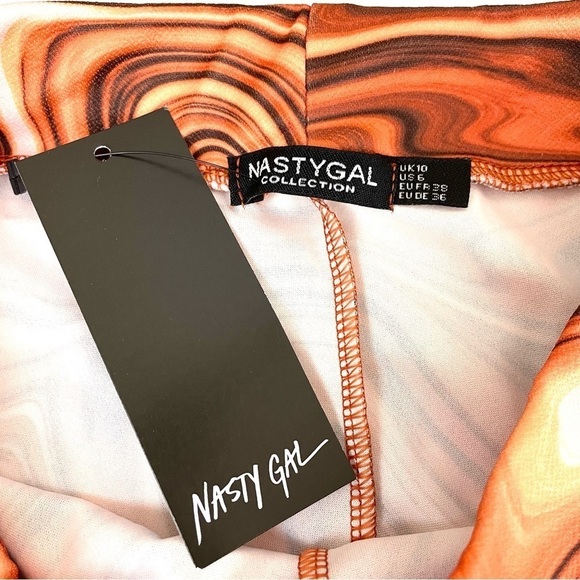 NWT Nasty Gal Recycled Marble Print Flare Pants Sz6 - Picture 9 of 15